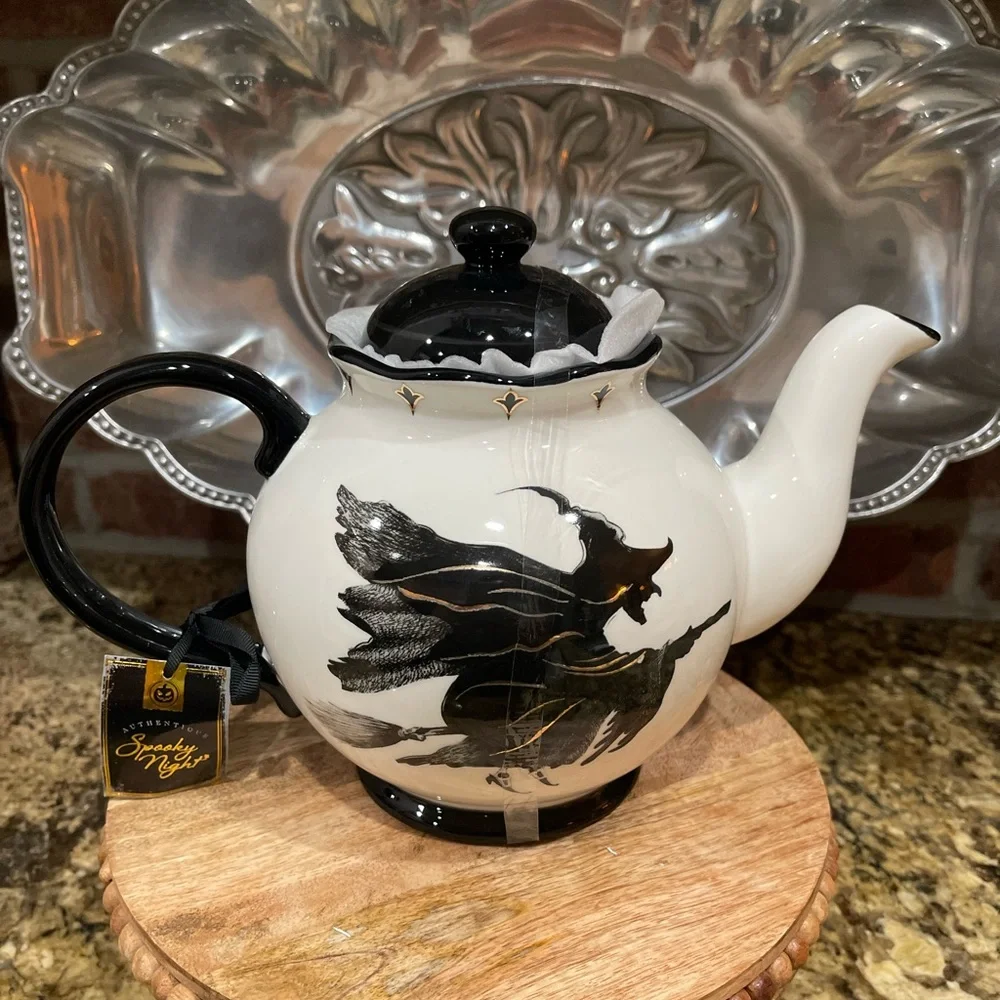 Potter’s Studio double sided teapot - halloween three witches and flying witch